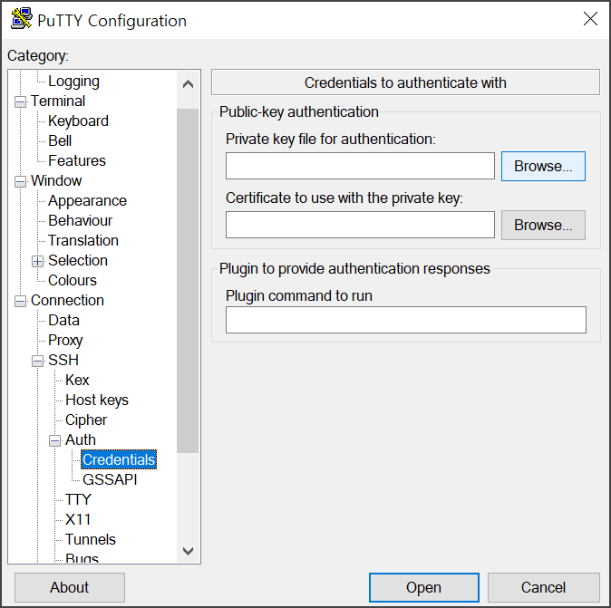 PUTTY CREDENTIALS