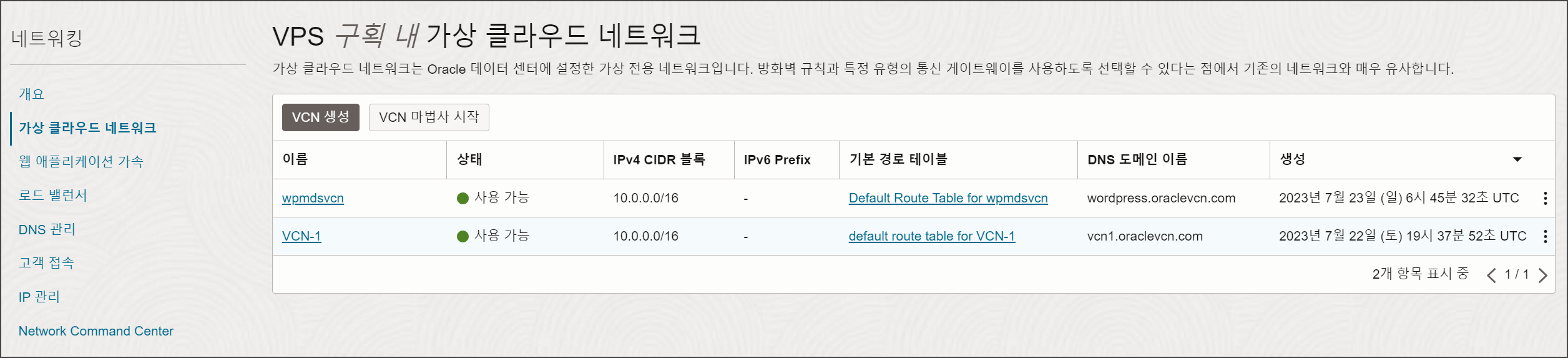 가상 클라우드 네트워크