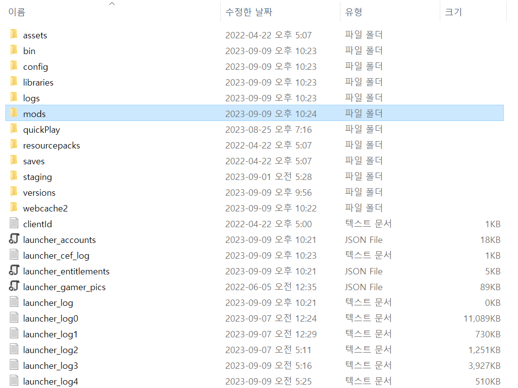mods 폴더